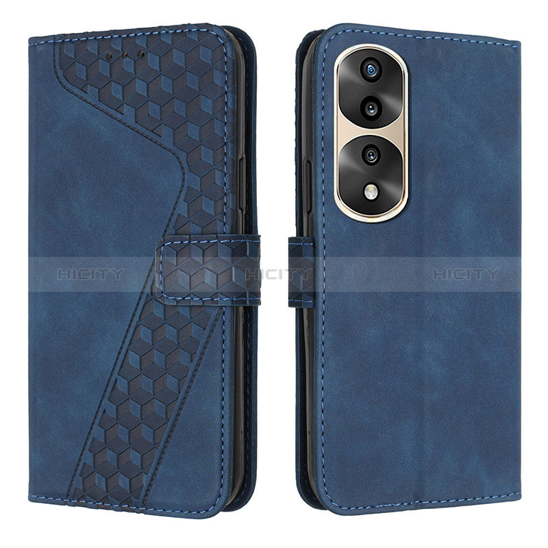 Custodia Portafoglio In Pelle Cover con Supporto H04X per Huawei Honor 70 Pro+ Plus 5G Blu