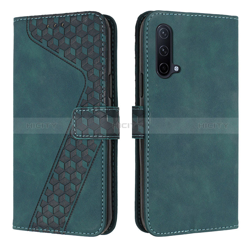 Custodia Portafoglio In Pelle Cover con Supporto H04X per OnePlus Nord CE 5G Verde