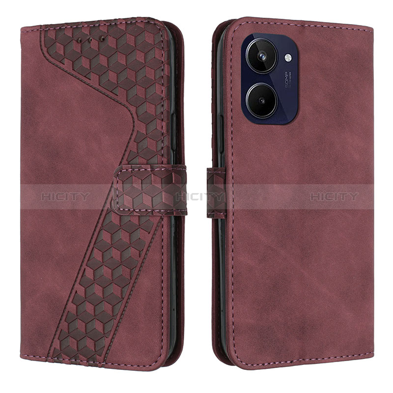 Custodia Portafoglio In Pelle Cover con Supporto H04X per Realme 10 4G Rosso