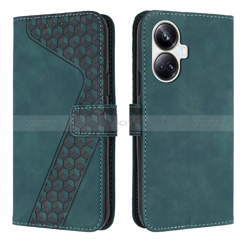 Custodia Portafoglio In Pelle Cover con Supporto H04X per Realme 10 Pro+ Plus 5G Verde