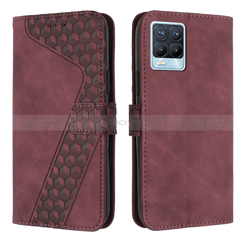 Custodia Portafoglio In Pelle Cover con Supporto H04X per Realme 8 Pro Rosso