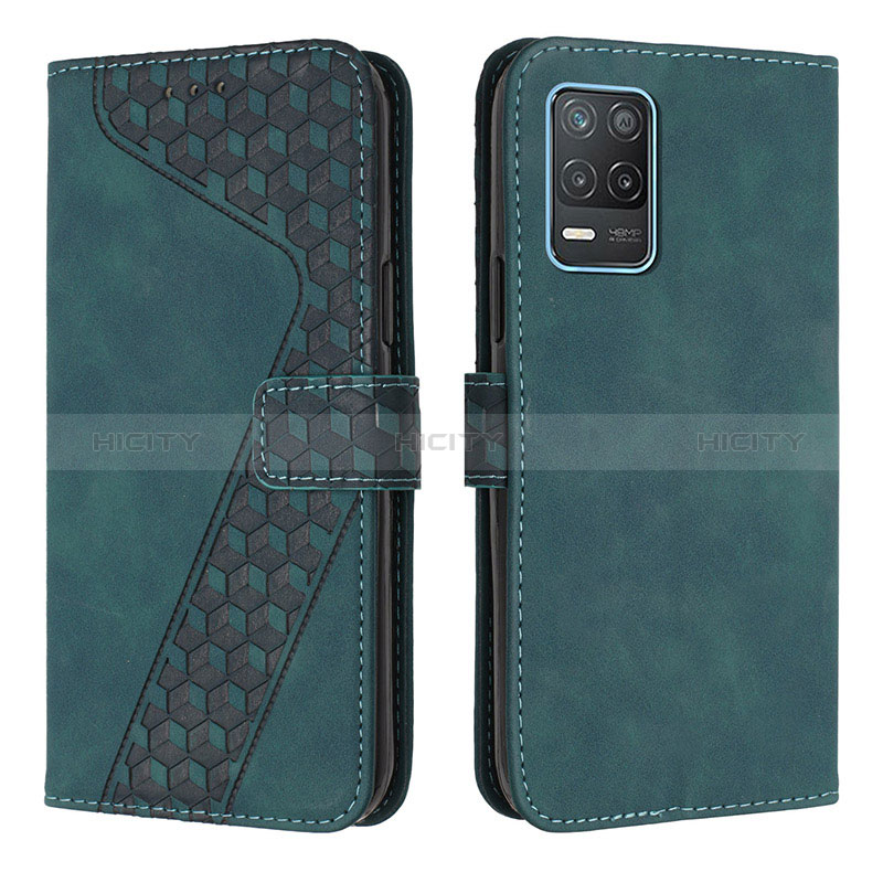 Custodia Portafoglio In Pelle Cover con Supporto H04X per Realme 8s 5G Verde