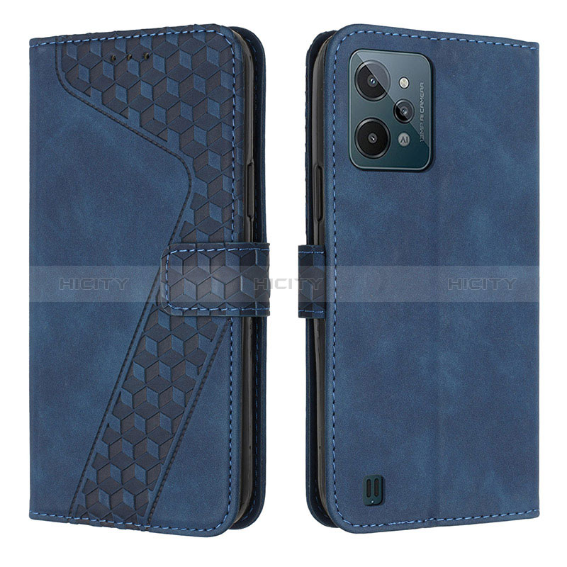 Custodia Portafoglio In Pelle Cover con Supporto H04X per Realme C31 Blu