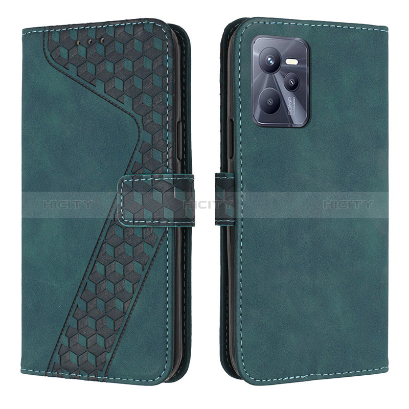 Custodia Portafoglio In Pelle Cover con Supporto H04X per Realme Narzo 50A Prime Verde