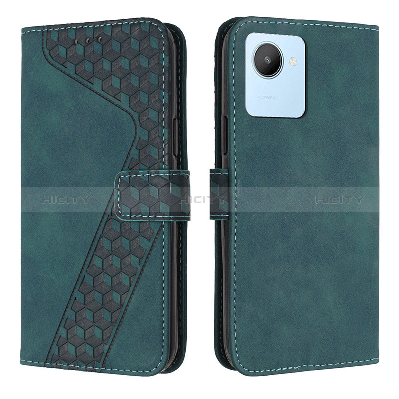 Custodia Portafoglio In Pelle Cover con Supporto H04X per Realme Narzo 50i Prime Verde