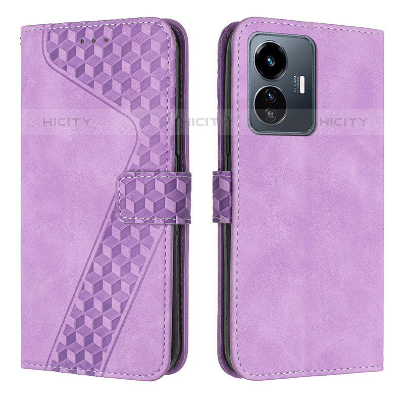 Custodia Portafoglio In Pelle Cover con Supporto H04X per Vivo iQOO Z6 Lite 5G Viola