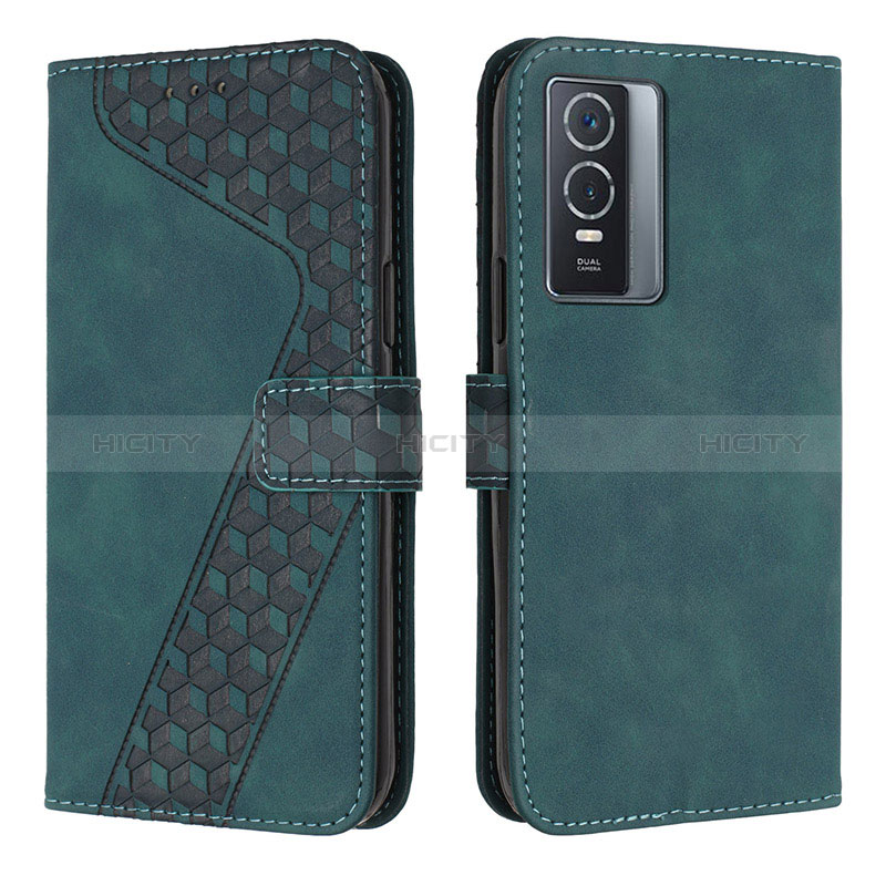 Custodia Portafoglio In Pelle Cover con Supporto H04X per Vivo Y76s 5G Verde