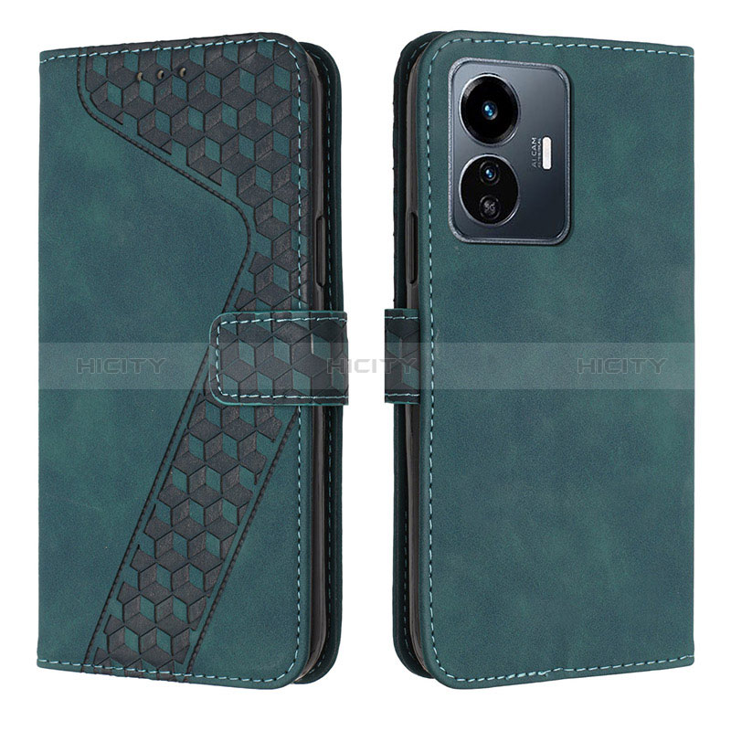 Custodia Portafoglio In Pelle Cover con Supporto H04X per Vivo Y77e t1 Verde