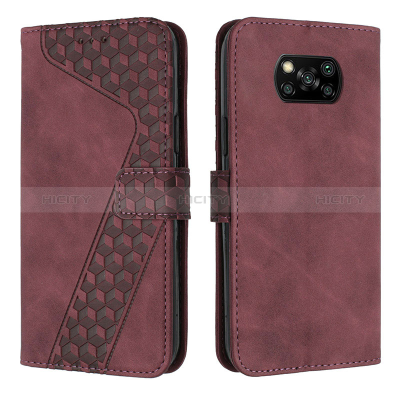 Custodia Portafoglio In Pelle Cover con Supporto H04X per Xiaomi Poco X3 Rosso Rosa