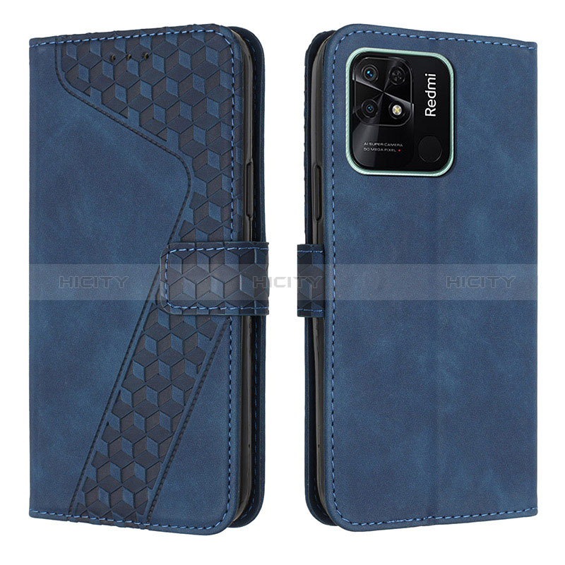 Custodia Portafoglio In Pelle Cover con Supporto H04X per Xiaomi Redmi 10 India Blu