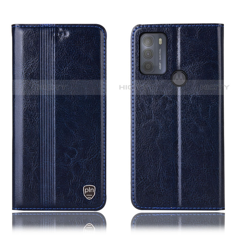 Custodia Portafoglio In Pelle Cover con Supporto H05P per Motorola Moto G50 Blu