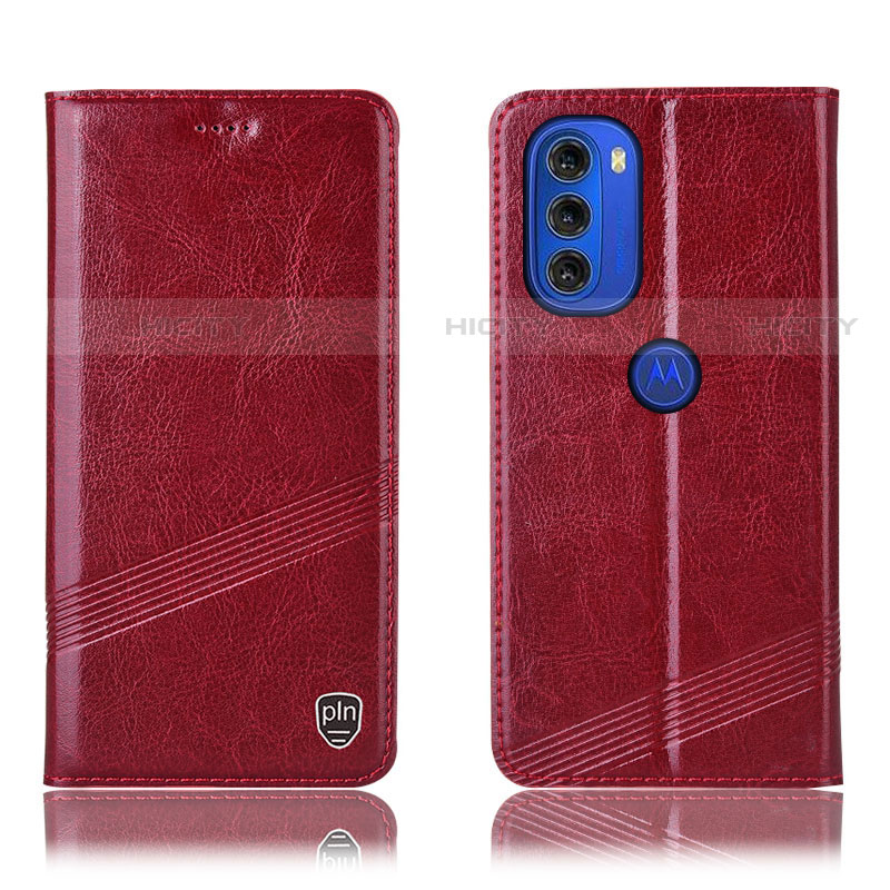 Custodia Portafoglio In Pelle Cover con Supporto H05P per Motorola Moto G51 5G Rosso