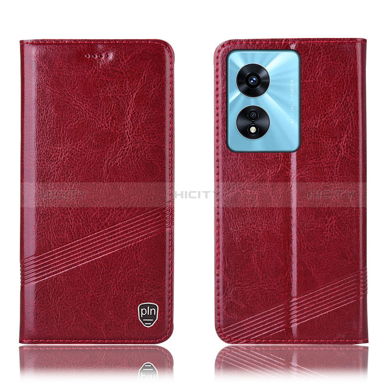 Custodia Portafoglio In Pelle Cover con Supporto H05P per Oppo A18 Rosso