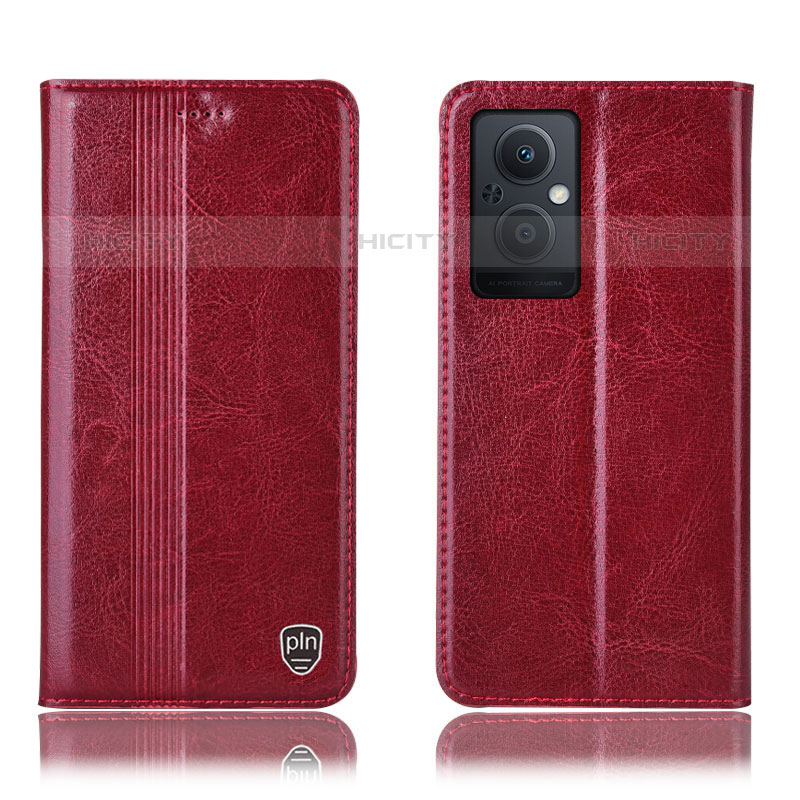 Custodia Portafoglio In Pelle Cover con Supporto H05P per Oppo Reno8 Z 5G Rosso