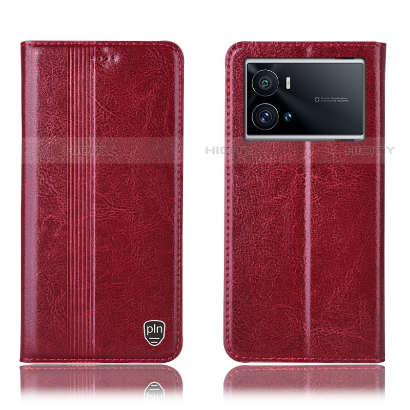 Custodia Portafoglio In Pelle Cover con Supporto H05P per Vivo iQOO 9 Pro 5G Rosso