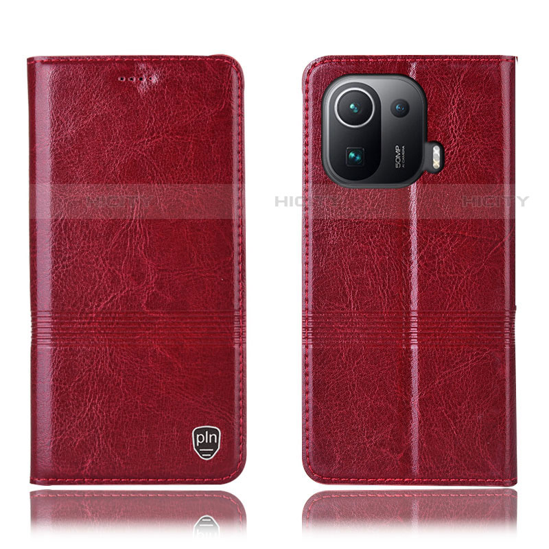 Custodia Portafoglio In Pelle Cover con Supporto H05P per Xiaomi Mi 11 Pro 5G Rosso