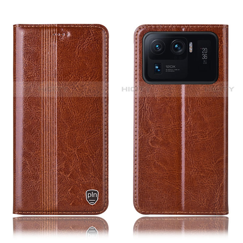 Custodia Portafoglio In Pelle Cover con Supporto H05P per Xiaomi Mi 11 Ultra 5G Marrone Chiaro