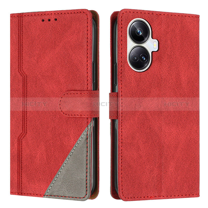 Custodia Portafoglio In Pelle Cover con Supporto H05X per Realme 10 Pro+ Plus 5G Rosso