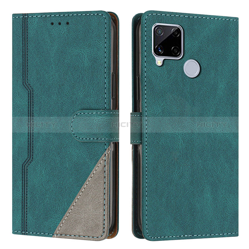 Custodia Portafoglio In Pelle Cover con Supporto H05X per Realme C12 Verde