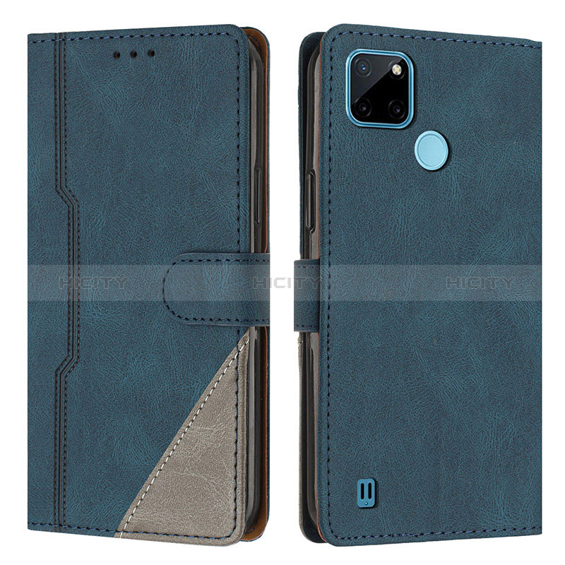 Custodia Portafoglio In Pelle Cover con Supporto H05X per Realme C21Y Blu