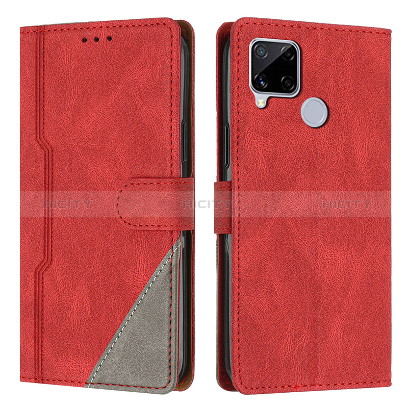 Custodia Portafoglio In Pelle Cover con Supporto H05X per Realme C25 Rosso