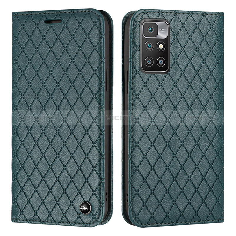 Custodia Portafoglio In Pelle Cover con Supporto H05X per Xiaomi Redmi 10 (2022) Verde