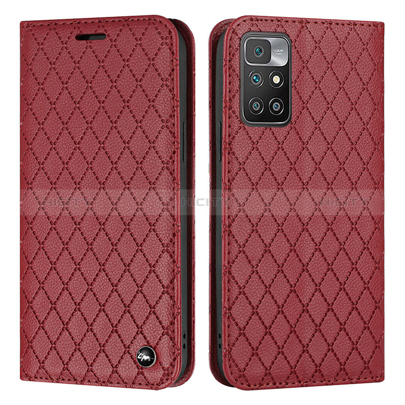 Custodia Portafoglio In Pelle Cover con Supporto H05X per Xiaomi Redmi 10 4G Rosso