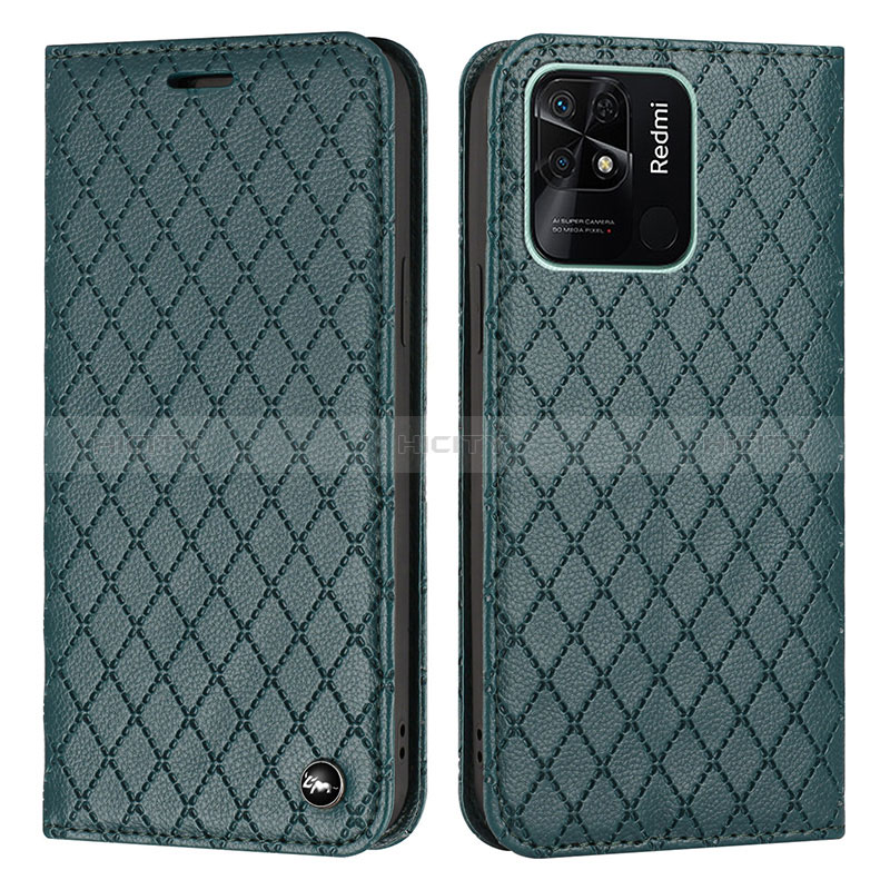 Custodia Portafoglio In Pelle Cover con Supporto H05X per Xiaomi Redmi 10 Power Verde