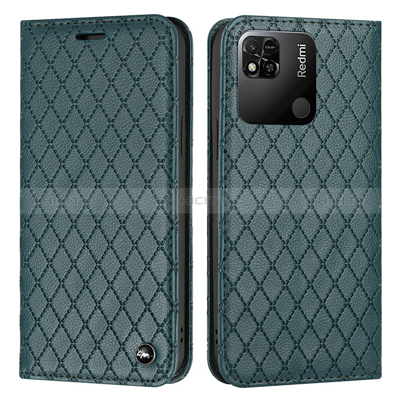 Custodia Portafoglio In Pelle Cover con Supporto H05X per Xiaomi Redmi 9 India Verde