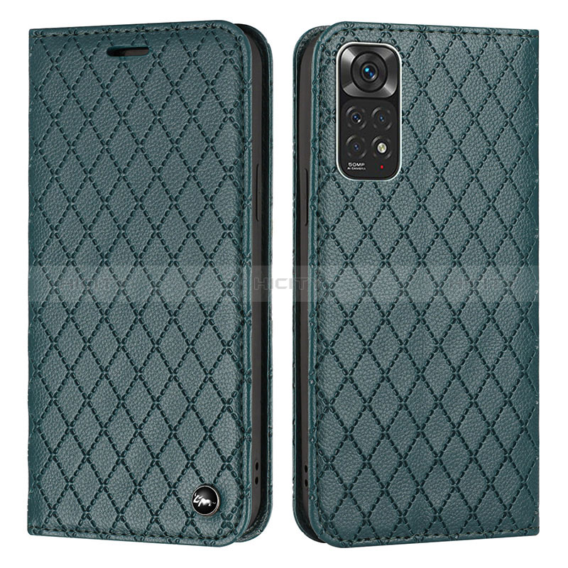 Custodia Portafoglio In Pelle Cover con Supporto H05X per Xiaomi Redmi Note 11 4G (2022) Verde