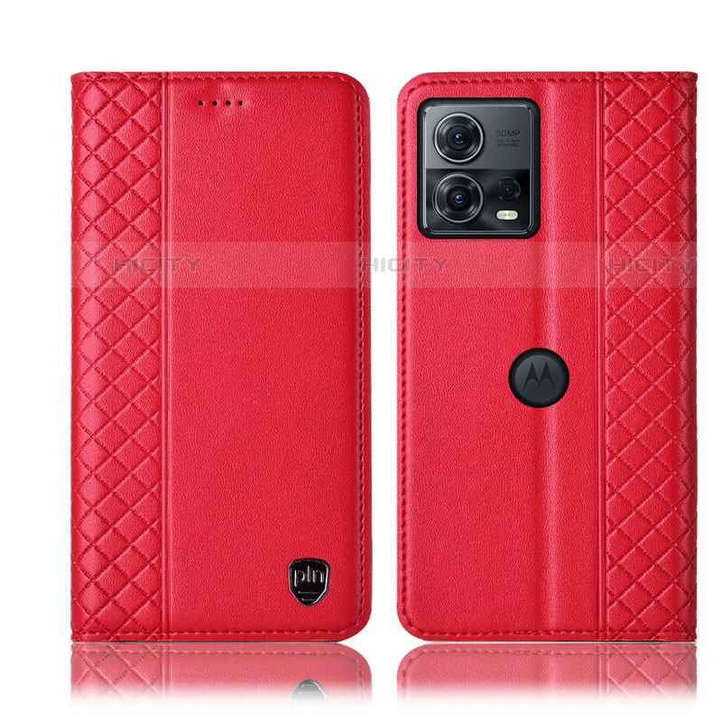 Custodia Portafoglio In Pelle Cover con Supporto H06P per Motorola Moto Edge S30 Pro 5G Rosso