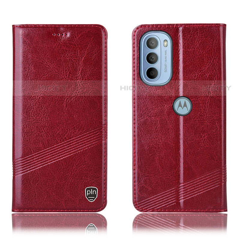 Custodia Portafoglio In Pelle Cover con Supporto H06P per Motorola Moto G31 Rosso