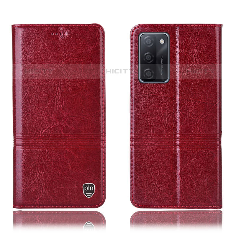 Custodia Portafoglio In Pelle Cover con Supporto H06P per Oppo A55S 5G Rosso