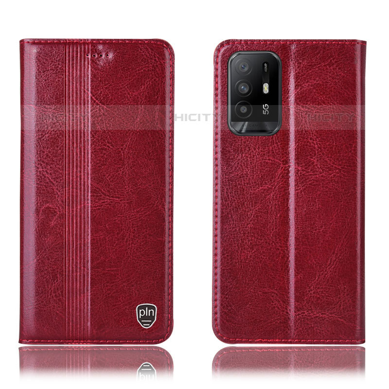 Custodia Portafoglio In Pelle Cover con Supporto H06P per Oppo A94 5G Rosso