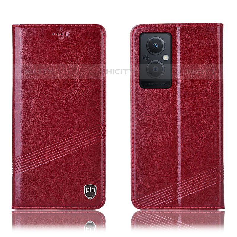 Custodia Portafoglio In Pelle Cover con Supporto H06P per Oppo F21s Pro 5G Rosso