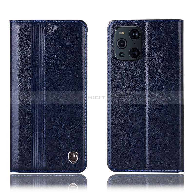 Custodia Portafoglio In Pelle Cover con Supporto H06P per Oppo Find X3 5G Blu