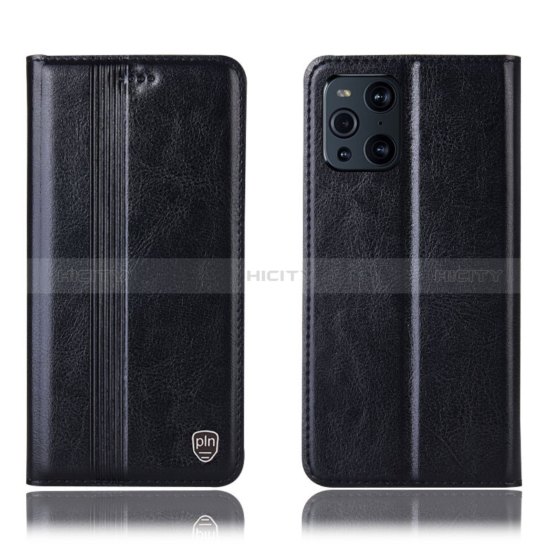 Custodia Portafoglio In Pelle Cover con Supporto H06P per Oppo Find X3 5G Nero