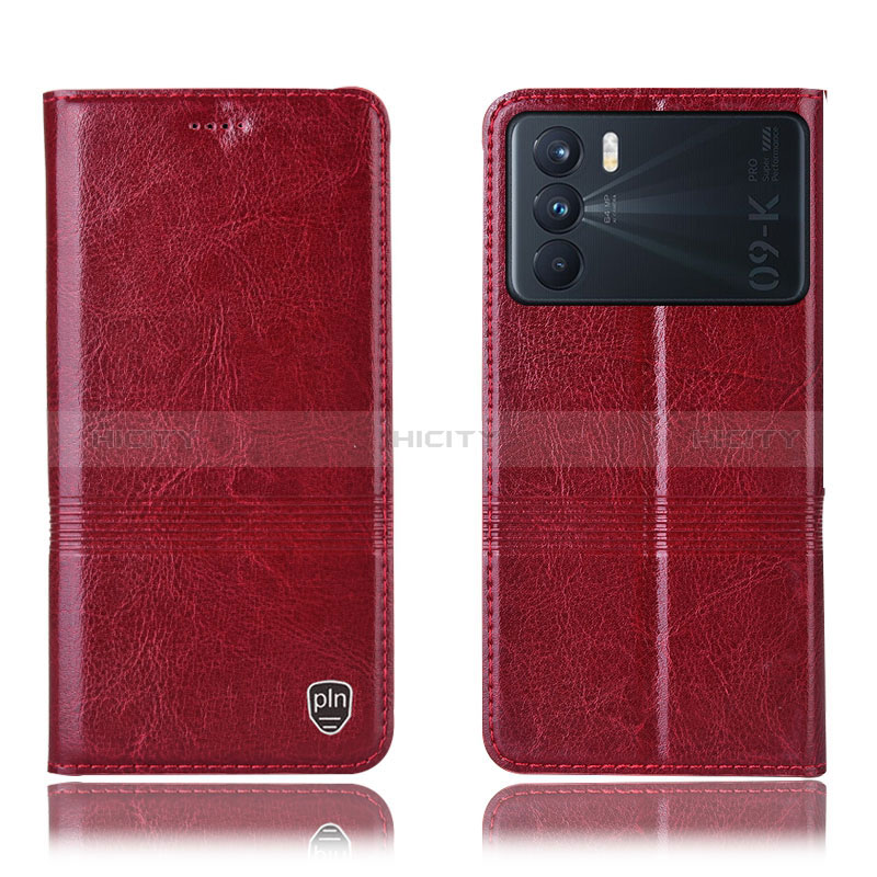 Custodia Portafoglio In Pelle Cover con Supporto H06P per Oppo K9 Pro 5G Rosso