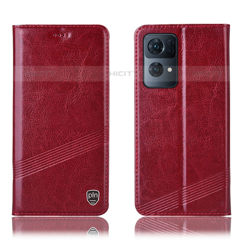 Custodia Portafoglio In Pelle Cover con Supporto H06P per Oppo Reno7 Pro 5G Rosso