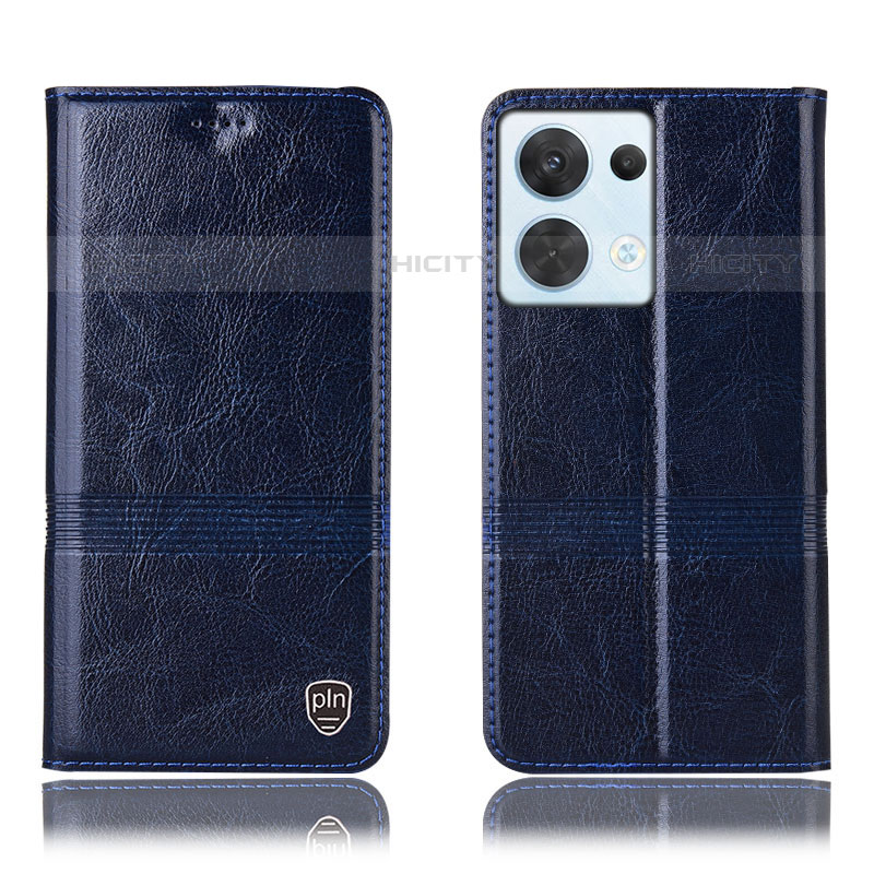 Custodia Portafoglio In Pelle Cover con Supporto H06P per Oppo Reno9 Pro 5G Blu