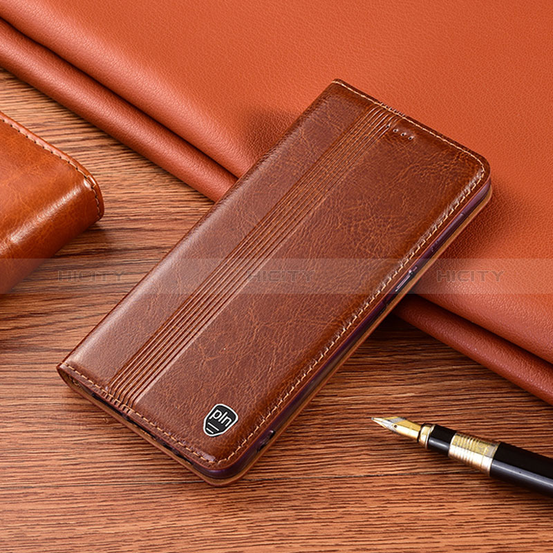 Custodia Portafoglio In Pelle Cover con Supporto H06P per Xiaomi Redmi 10X 5G Marrone Chiaro