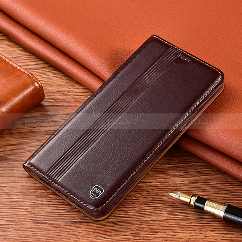 Custodia Portafoglio In Pelle Cover con Supporto H06P per Xiaomi Redmi Note 11E Pro 5G Marrone