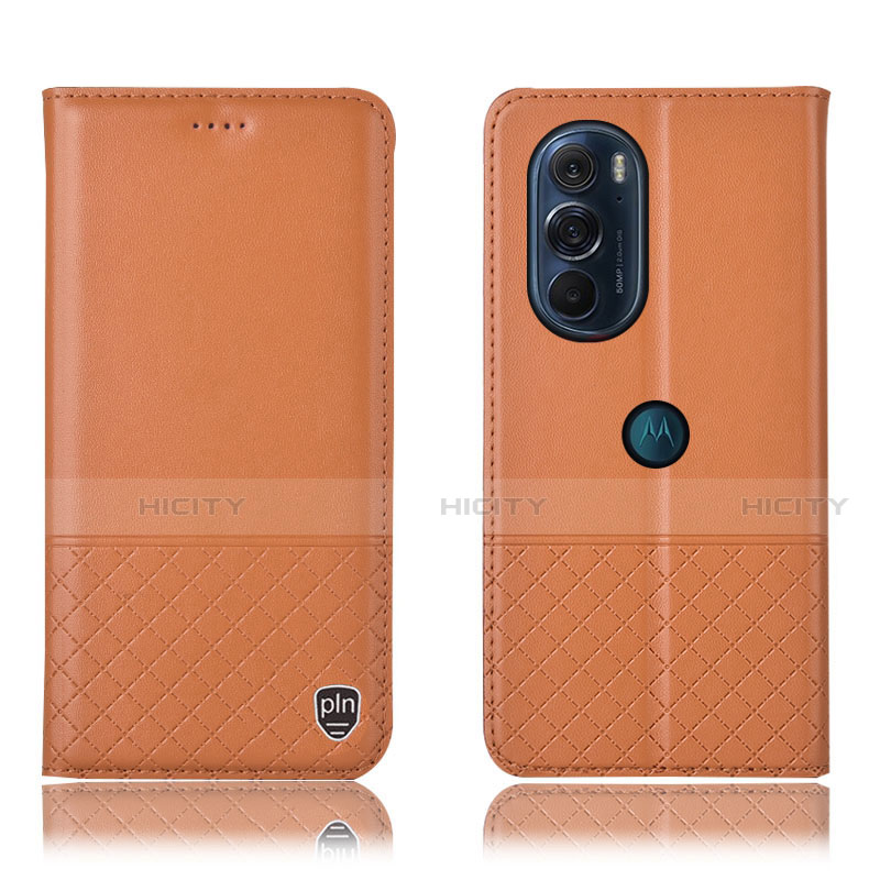 Custodia Portafoglio In Pelle Cover con Supporto H07P per Motorola Moto Edge 30 Pro 5G Arancione