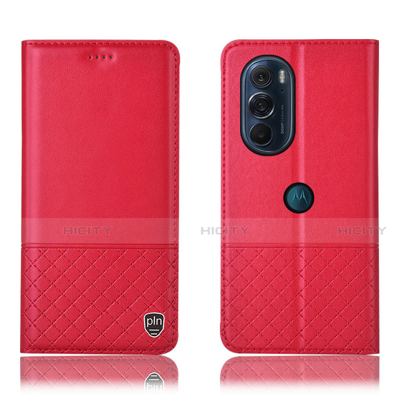 Custodia Portafoglio In Pelle Cover con Supporto H07P per Motorola Moto Edge 30 Pro 5G Rosso