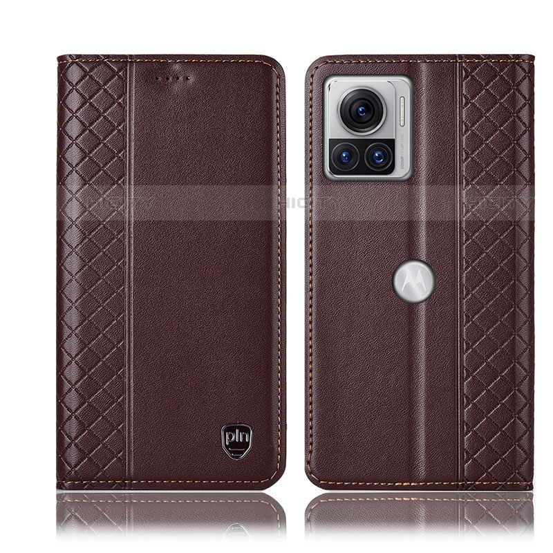 Custodia Portafoglio In Pelle Cover con Supporto H07P per Motorola Moto Edge 30 Ultra 5G Marrone