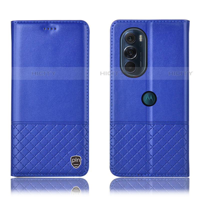 Custodia Portafoglio In Pelle Cover con Supporto H07P per Motorola Moto Edge X30 5G Blu