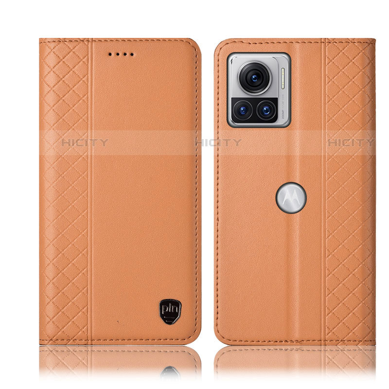 Custodia Portafoglio In Pelle Cover con Supporto H07P per Motorola Moto Edge X30 Pro 5G Arancione