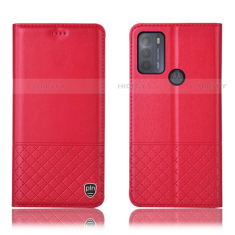 Custodia Portafoglio In Pelle Cover con Supporto H07P per Motorola Moto G50 Rosso