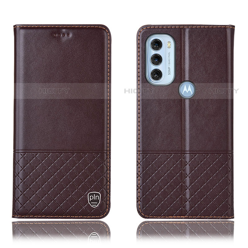 Custodia Portafoglio In Pelle Cover con Supporto H07P per Motorola Moto G71 5G Marrone