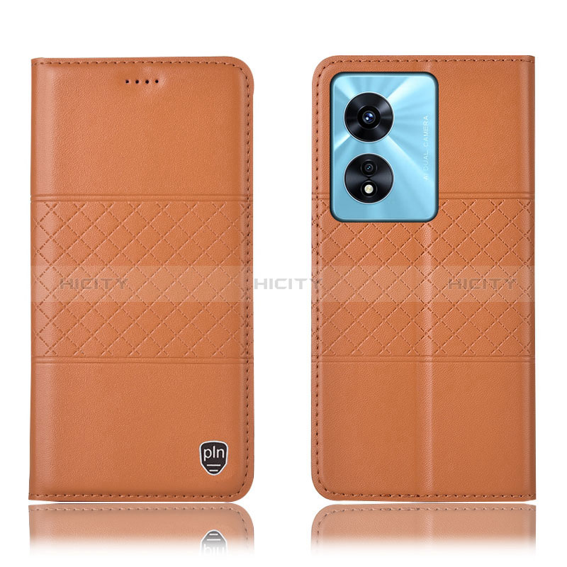 Custodia Portafoglio In Pelle Cover con Supporto H07P per Oppo A18 Arancione